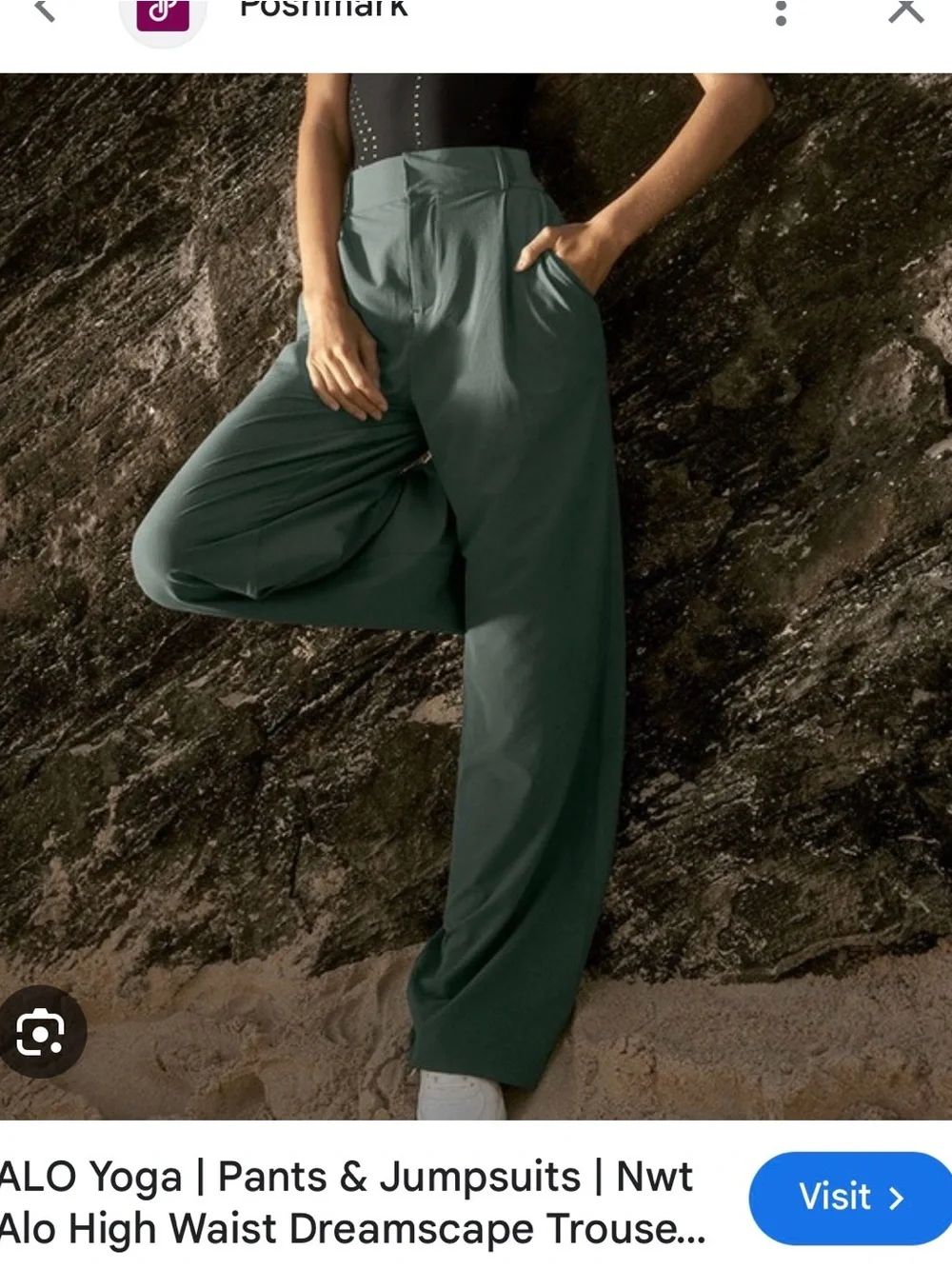 ALO Yoga Wide-Leg High-Rise Pants in Forest Green